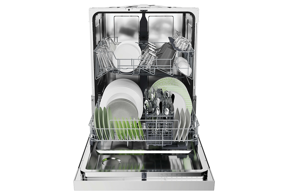 Απεικονίζεται το πλυντήριο με την πόρτα ανοιχτή.